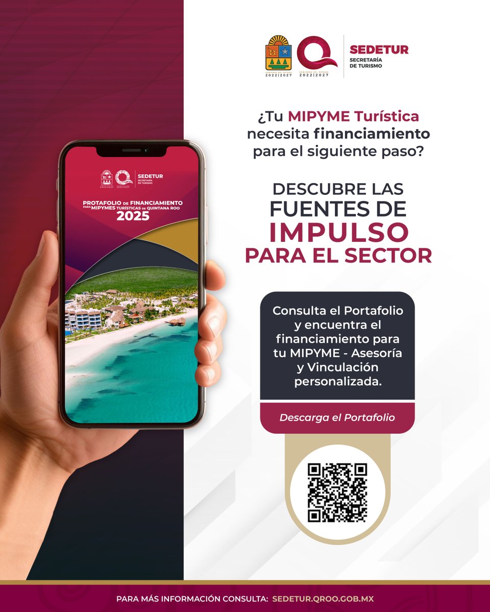 SedeturQROO's tweet photo. ¿Tu MIPyME turística necesita financiamiento para el siguiente paso? 🚀
Escanea el código y conoce el Portafolio de Financiamiento para MIPyMES Turísticas de QROO. https://t.co/xk5eAWGGu4