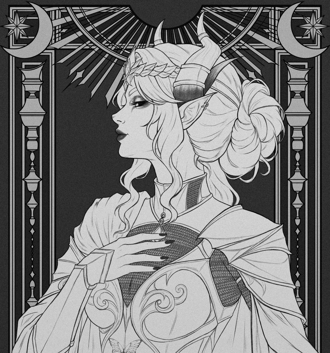 jemiolka_'s tweet photo. Birthday gift for my friend - portrait of her oc, Lilith - tiefling cleric of life
Happy birthday! 

#tiefling #dnd #oc https://t.co/Arr7ub6I5F