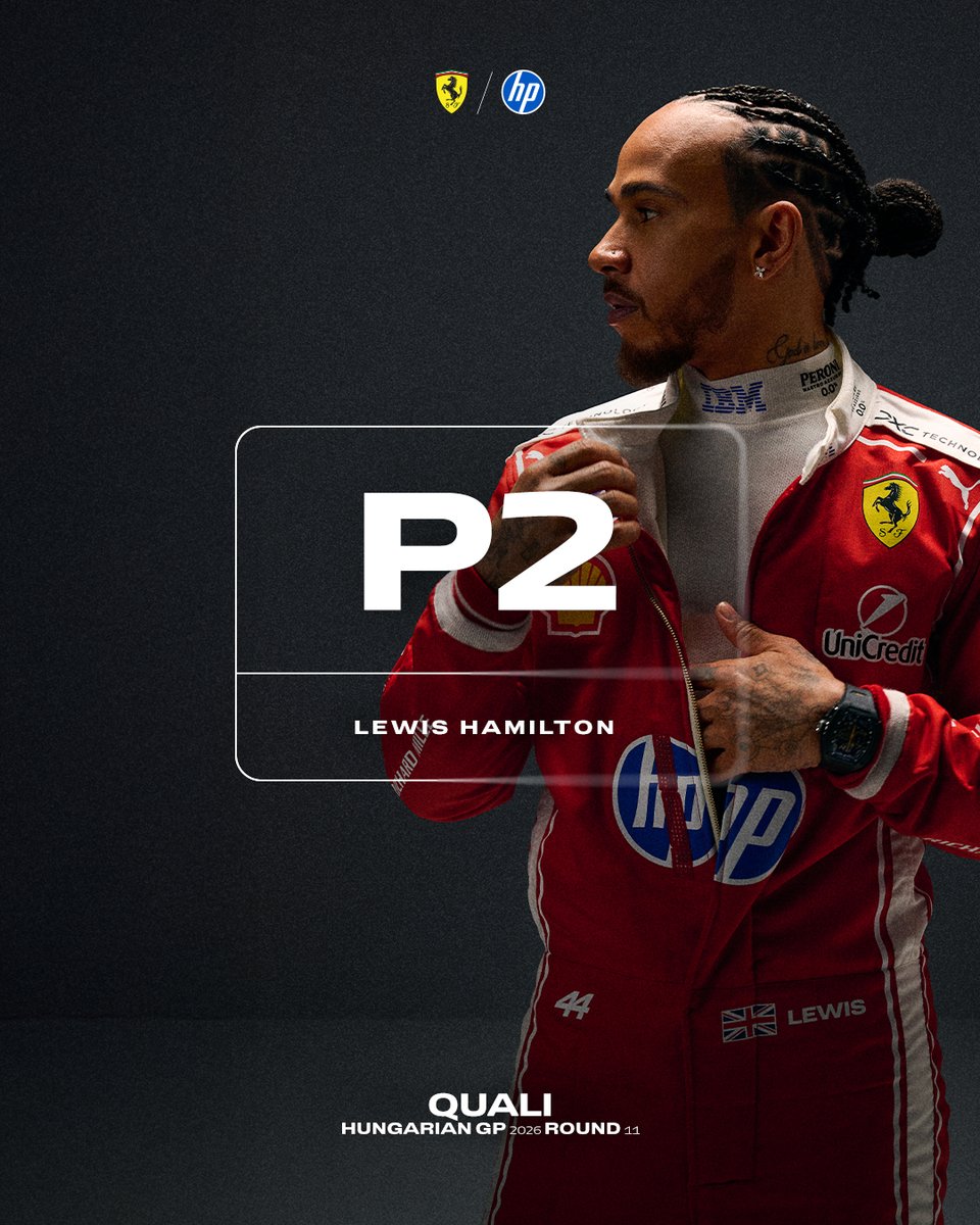 ScuderiaFerrari's tweet photo. A front row start for Lewis! 🚨🇭🇺 https://t.co/cDJMmKVmi1