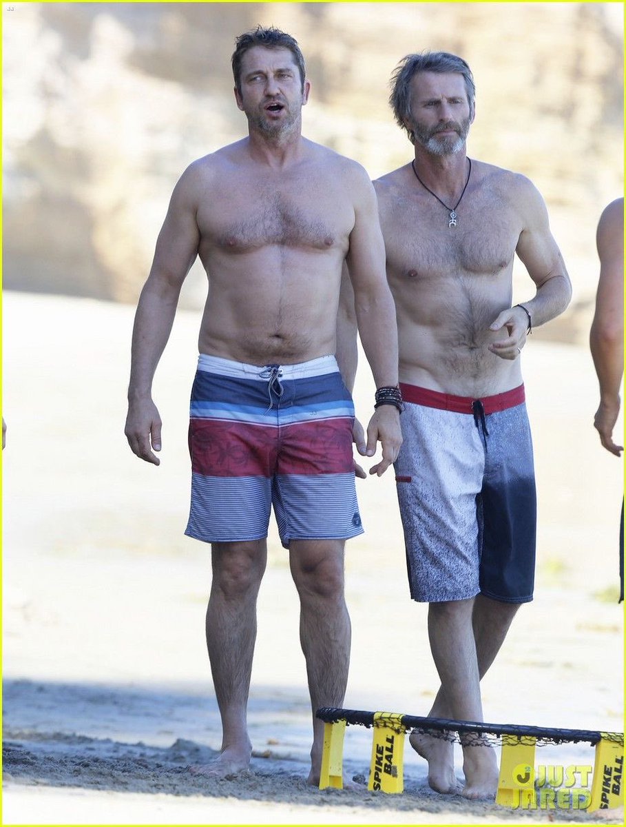 nzubegoodluck80's tweet photo. Gerard Butler shows off his shirtlessphysique while splashing around the ocean with friends on Saturday afternoon. https://t.co/uniThStfAq