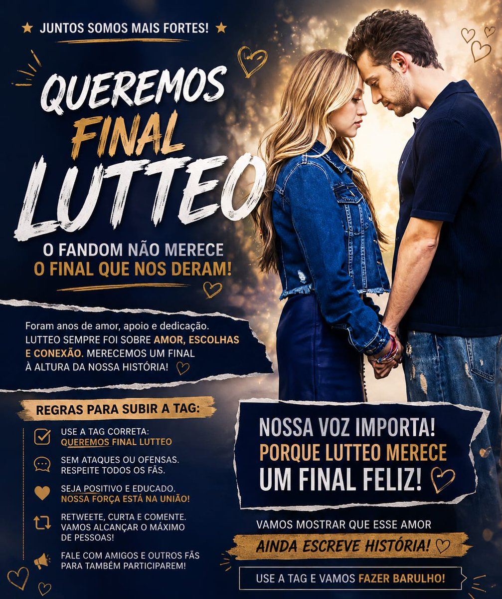 acervosoyluna's tweet photo. 🚨 ATENÇÃO, LUTTEAS 🚨

Hoje, às 19h, vamos nos unir para subir tag e mostrar que nossa final merece ser respeitada.

Foram anos acompanhando essa história, apoiando esse casal e esperando por uma continuação. Tudo o que queremos agora é um final que respeite a trajetória construída ao longo de Soy Luna.

📢 Às 19h, participe!
- Poste usando a tag QUEREMOS FINAL LUTTEO
- Curta, comente e compartilhe as publicações da tag.
- Convide outros fãs para participar.