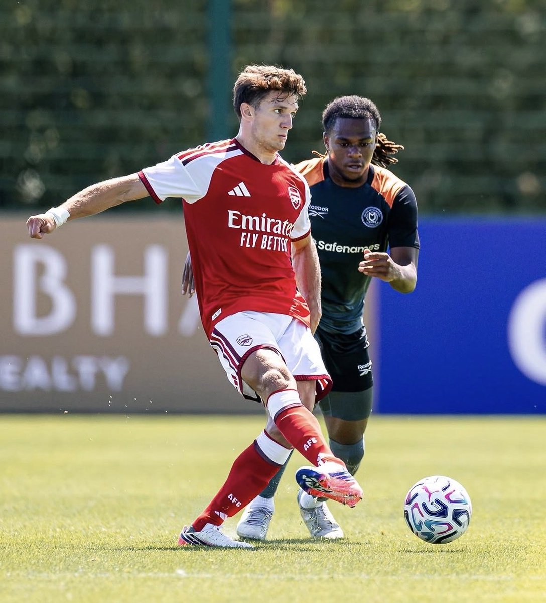 ArsenalxCulture's tweet photo. New signing Christos Tzolis assisted Reiss Nelson in a pre-season closed-doors game against MK Dons. Nwaneri was also on the scoresheet in a 3-0 win. https://t.co/8W0HnZ9tQm