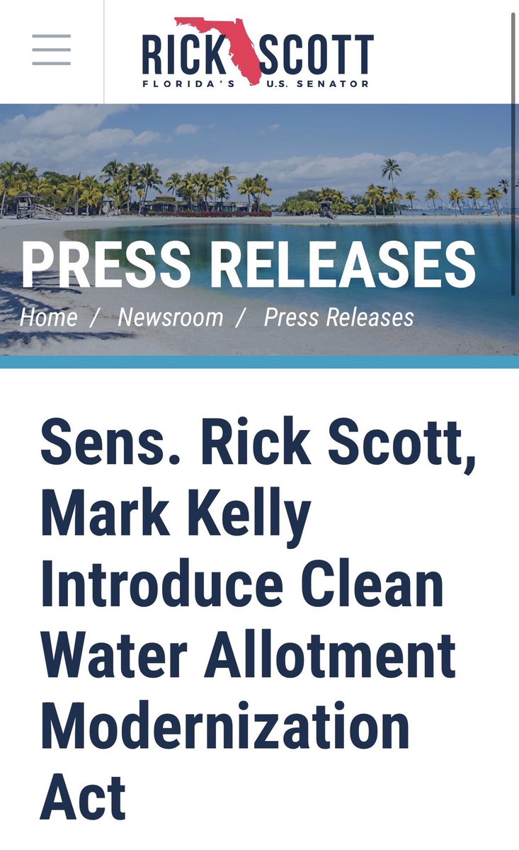 SenRickScott's tweet photo. Cities across the country have grown in size but their water infrastructure hasn’t. 

It’s time to bring the Clean Water State Revolving Fund into the 21st century so states have the proper funding to provide clean water to their communities. 

@SenMarkKelly and I introduced a bill to make it happen ⬇️