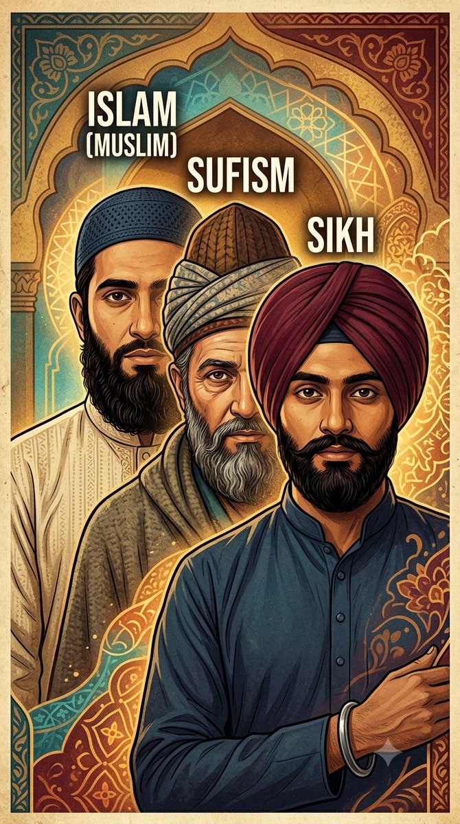 SufiChooran's tweet photo. Islam employs Sufism to gradually draw people away from their ancestral pagan traditions; begins by blending with local customs and shrines. 

Sikhism then advances this process by teaching one God without idols. Step by step, these paths lead away from one's forefathers' faith. https://t.co/9rE26JvF40