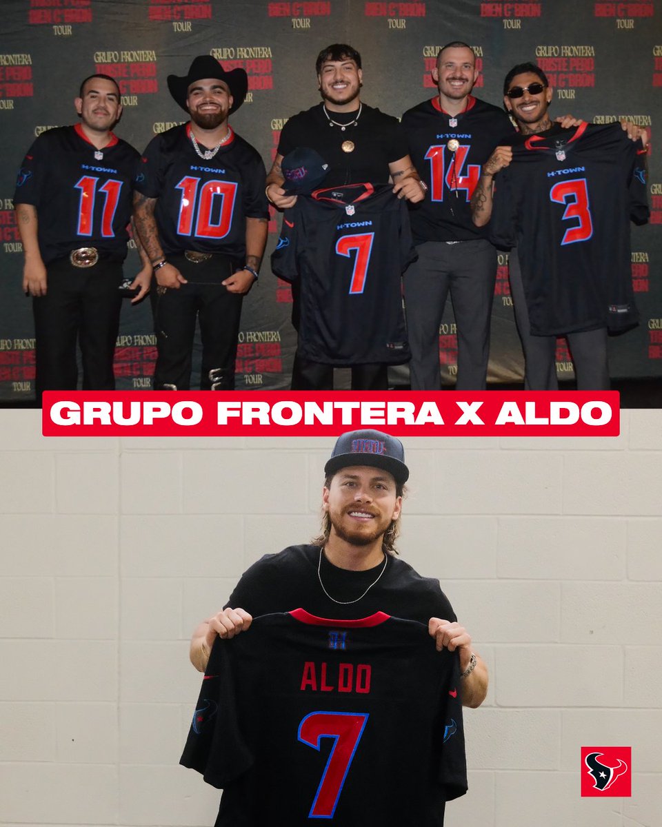 HoustonTexans's tweet photo. Texans 🤝 Grupo Frontera 🤝 Aldo https://t.co/L5YQvM83uA