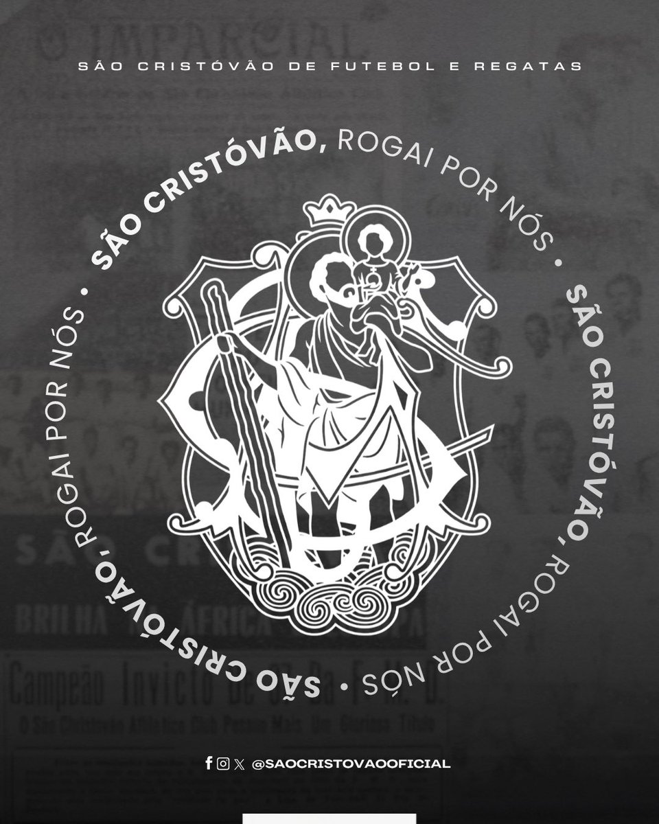 saocristovaofr's tweet photo. São Cristóvão, rogai por nós! 🖤🤍

Neste 25 de julho, celebramos o Dia de São Cristóvão, santo padroeiro que dá nome ao nosso bairro e ao nosso clube.

Que São Cristóvão, protetor dos viajantes, esteja conosco em nossa caminhada rumo ao acesso.

#saocristovaofr #avantetovao https://t.co/oIoCRumrSv