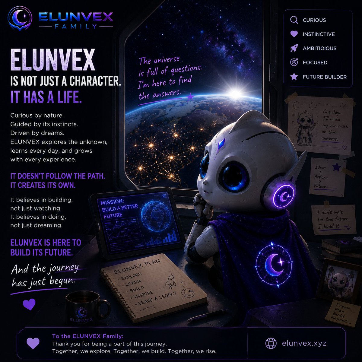 ELUNVEX's tweet photo. #ELUNVEX
#ELUNVEXFamily
#BuildTheFuture
#CuriousByNature
#FutureBuilder
#SpaceJourney
#ExploreLearnBuild
#DrivenByPurpose
#Web3
#CryptoCommunity
#BuildTheFuture
#StoryDriven https://t.co/Fg1trzdKPB