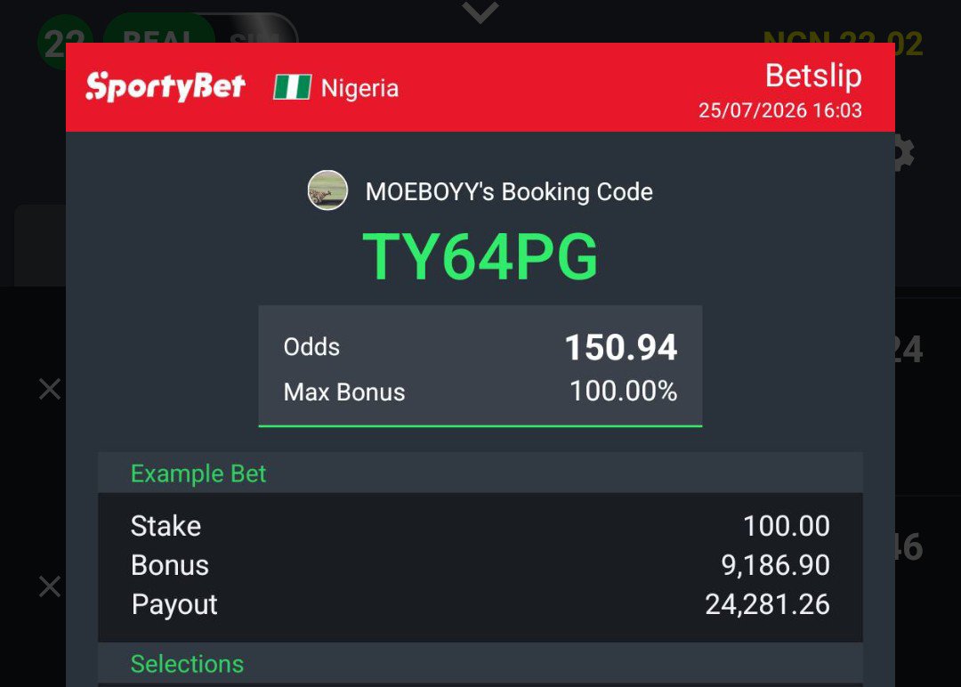 MOE__BOY's tweet photo. 150 odds on Sportybet 🔞

Join us in the channel, link in my bio https://t.co/LF0olbednP