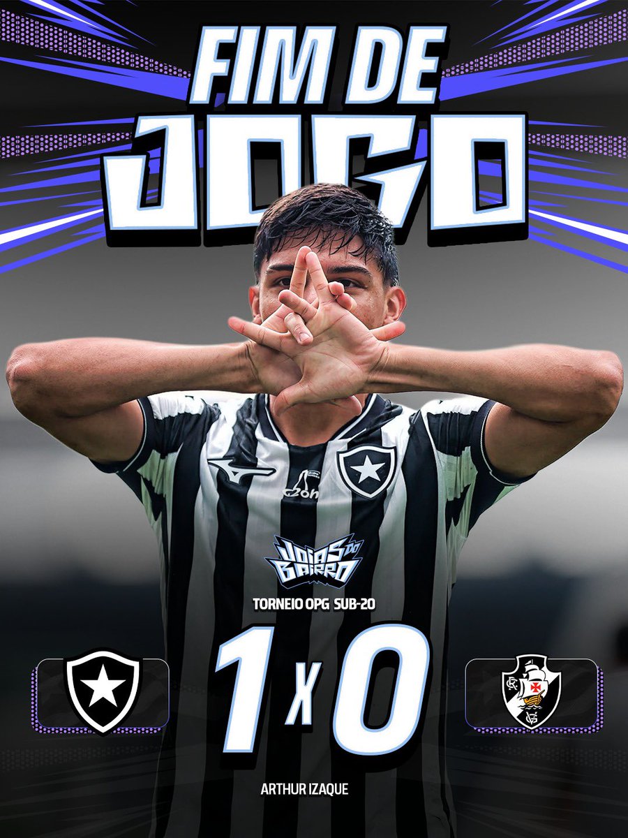 Botafogo's tweet photo. FINALISTA! 🔥

O Botafogo venceu novamente o Vasco e garantiu a vaga para final do Torneio OPG Sub-20. Com nova vitória por 1 a 0, o Glorioso bateu o rival por 2 a 0 no placar agregado. É ISSO AÍ, JOIAS DO BAIRRO! 🤩

⚽️ Arthur Izaque

📸 Arthur Barreto / BFR https://t.co/vuItai7hat
