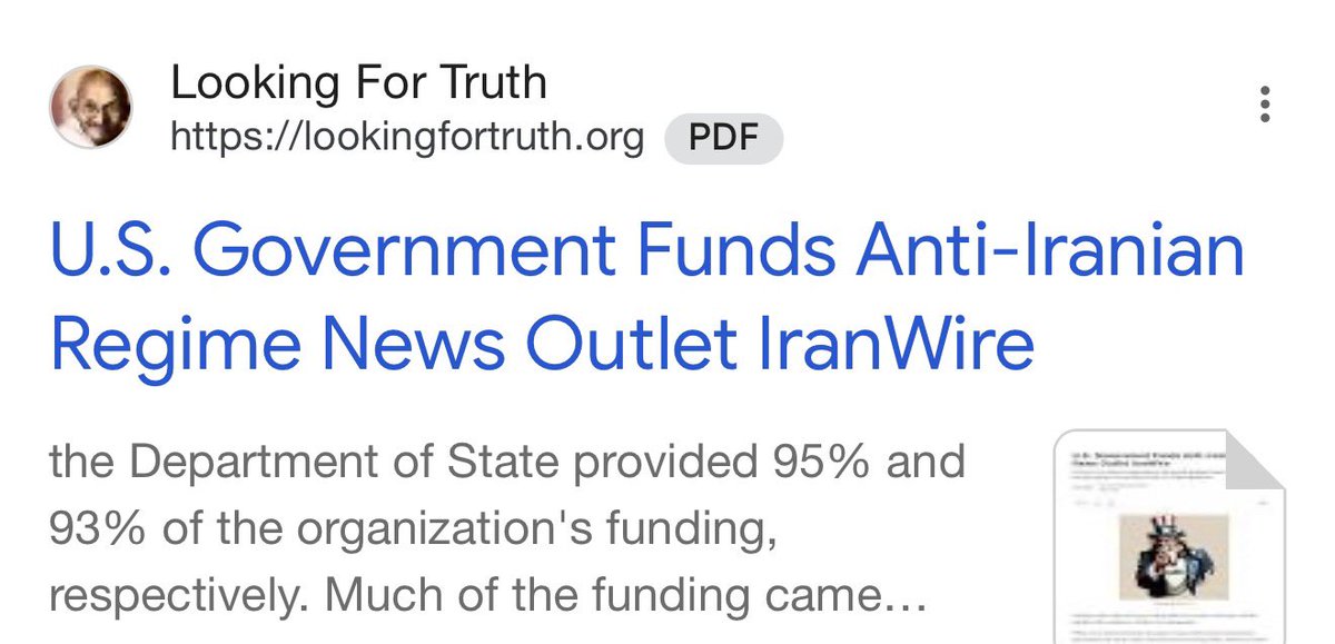 MrInfo5502's tweet photo. @SpahbodPeroz @VividProwess IRANWire is funding by the State department. When a news organization is funded by a government it’s to push propaganda. Good try
 I rather listen to the news from the country its self not from outside 

https://t.co/bDBbdY1sB5ایران-وایر.pdf https://t.co/pf1B6xZ3rH