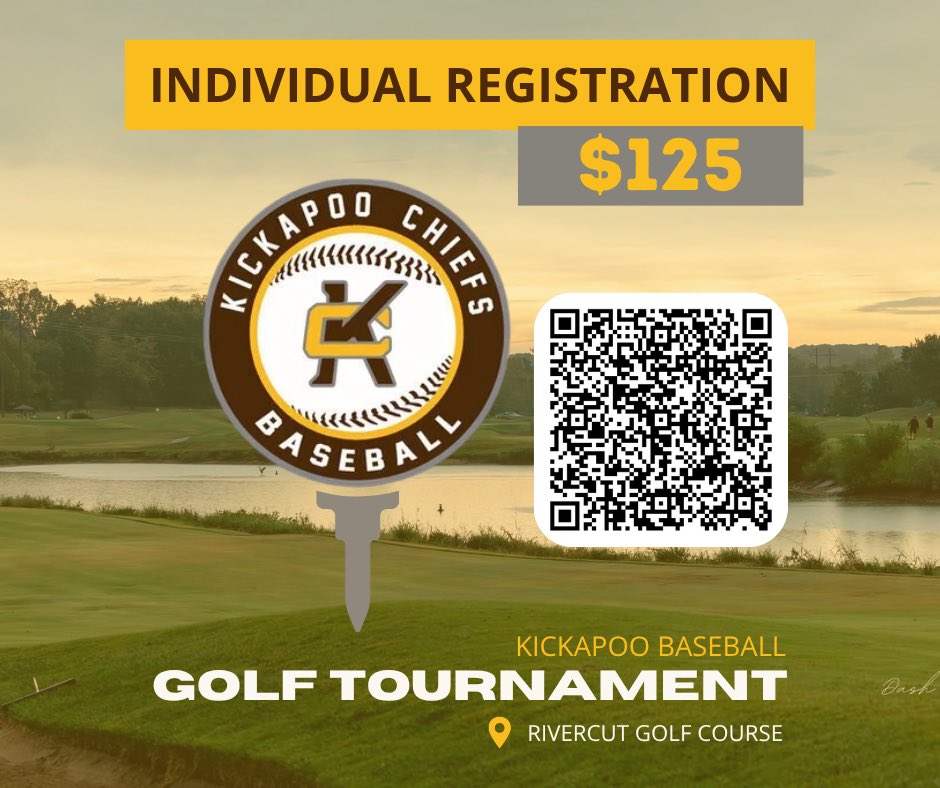 PooBaseball's tweet photo. Registration is NOW OPEN!

Registration
• $500 per team (4 golfers)
• $125 per individual golfer

Saturday, September 19
Rivercut Golf Course
Driving Range Opens: 7:00 AM
Shotgun Start: 8:00 AM

Scan the QR code in the photos to register today!

@ChiefsBaseball1 https://t.co/O7IVOaxX6d