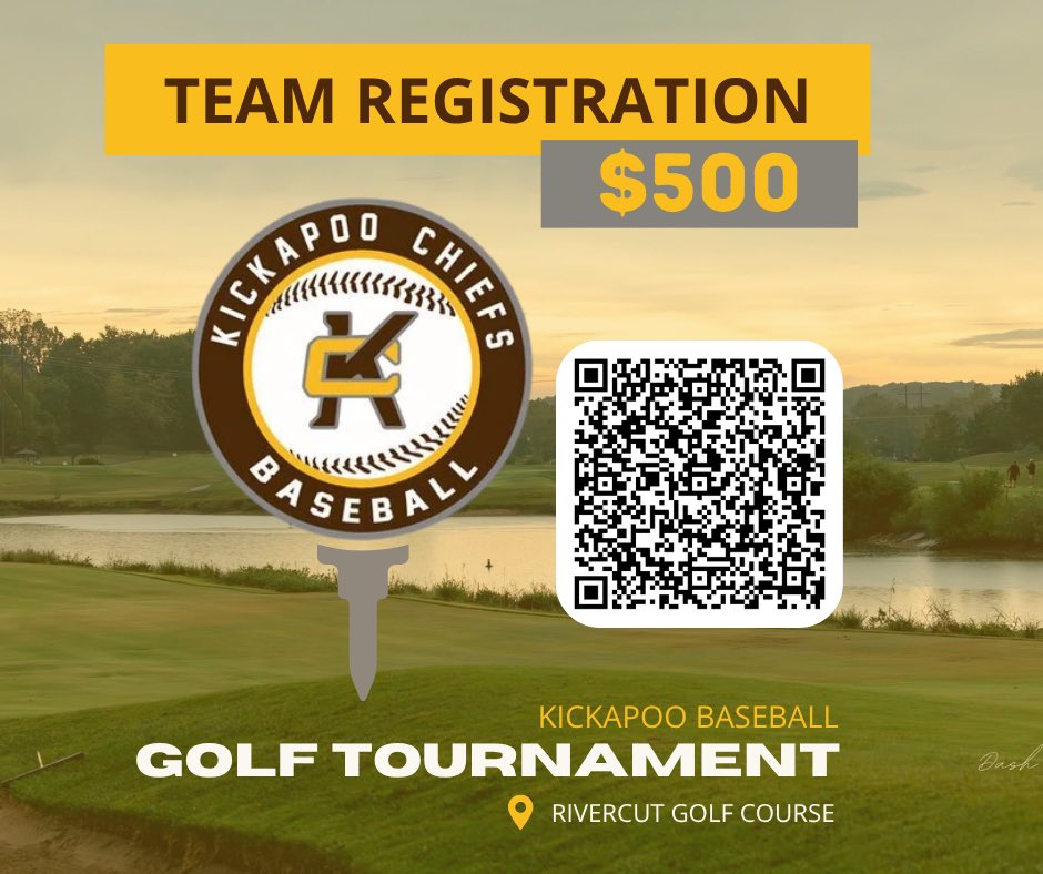 PooBaseball's tweet photo. Registration is NOW OPEN!

Registration
• $500 per team (4 golfers)
• $125 per individual golfer

Saturday, September 19
Rivercut Golf Course
Driving Range Opens: 7:00 AM
Shotgun Start: 8:00 AM

Scan the QR code in the photos to register today!

@ChiefsBaseball1 https://t.co/O7IVOaxX6d