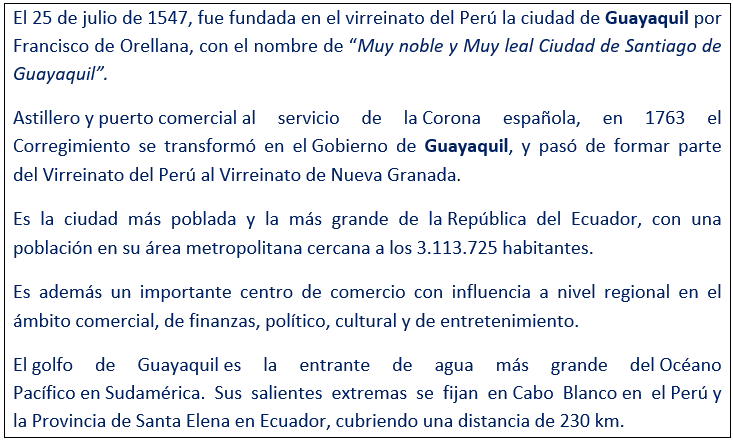 javierleoncio49's tweet photo. El 25 de julio de 1547, hoy hace 479 años, fue fundada en el virreinato del Perú la ciudad de Guayaquil (ECU) por Francisco de Orellana, como “Muy noble y Muy leal Ciudad de Santiago d Guayaquil”.
@alcaldiagye,@UdeGuayaquil,@eluniversocom,@EmbajadaEcuESP,@EmbEspEcuador,#Guayaquil https://t.co/oZJlWQEIOn