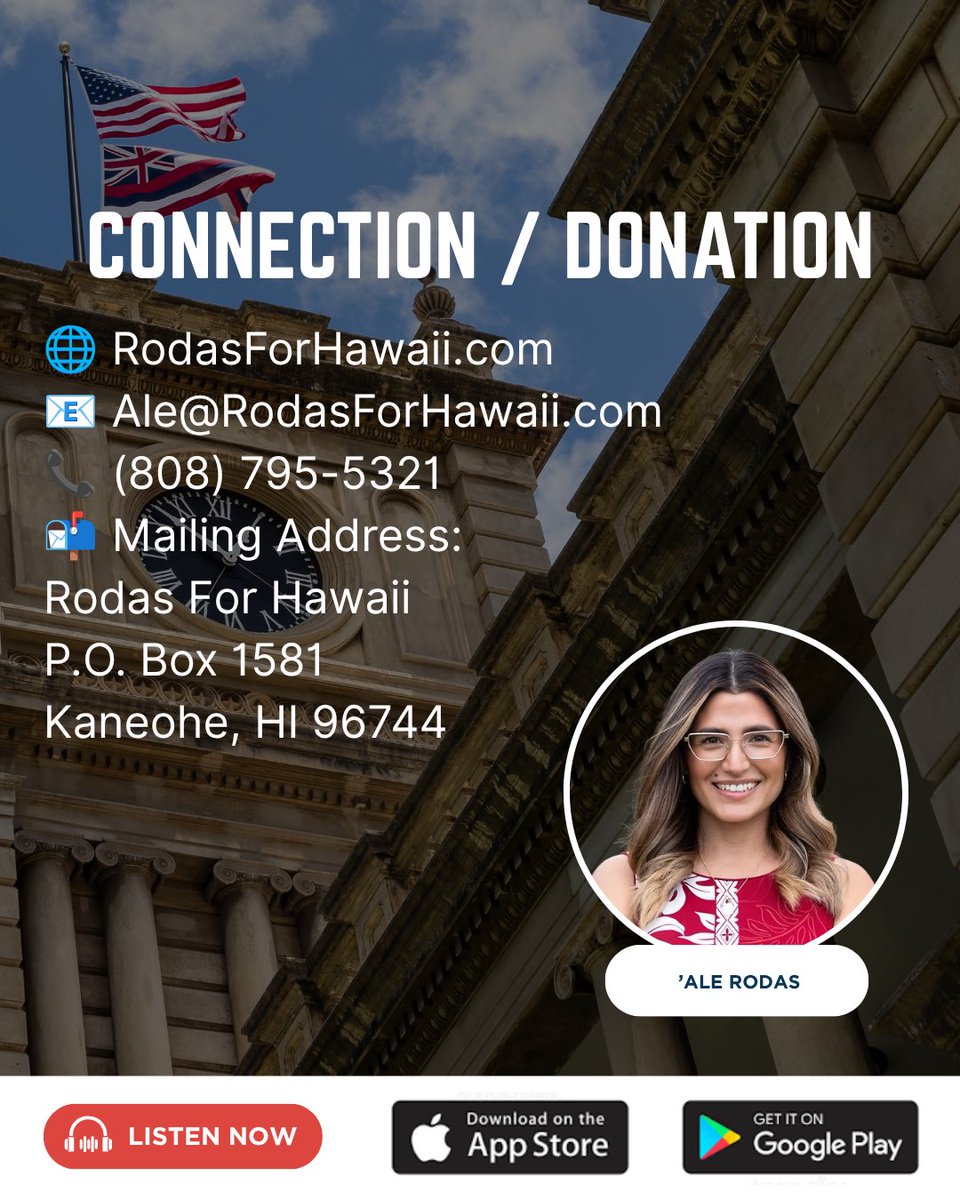 theanswerhawaii's tweet photo. 🎙️ ’Ale Rodas joins 15 Minutes of Fame with Gina Crabtree to discuss her campaign for Hawaii State House District 49 and her vision for Kāneʻohe and Maunawili.
🎧 Search “15 Minutes of Fame with Gina Crabtree” wherever you get your podcasts.
#15MinutesOfFame #AleRodas #Hawaii https://t.co/2gvYavmSo8