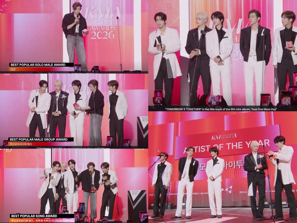 BEOMBASTlC's tweet photo. MAMA Fans' Choice (6 consecutive years 2019–2024) ✅️
HANTEO MUSIC AWARDS 2024 SWEEP ✅️
MUSIC SHOW 2026 GRANDSLAM ✅️
KM CHART AWARDS 2026 SWEEP ✅️

So proud of TXT MOA ❤️ https://t.co/w6dUaWc0W9