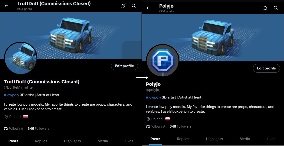 polyjo_'s tweet photo. Hey people, this is just a disclaimer post, but again, I went through another rebrand, after my whole success with Meshes, I'm focusing on new things other than Minecraft, and focus has shifted to other themes. 

TL;DR: I went from TruffleDuffle to Polyjo https://t.co/OJyH8FS9Gd