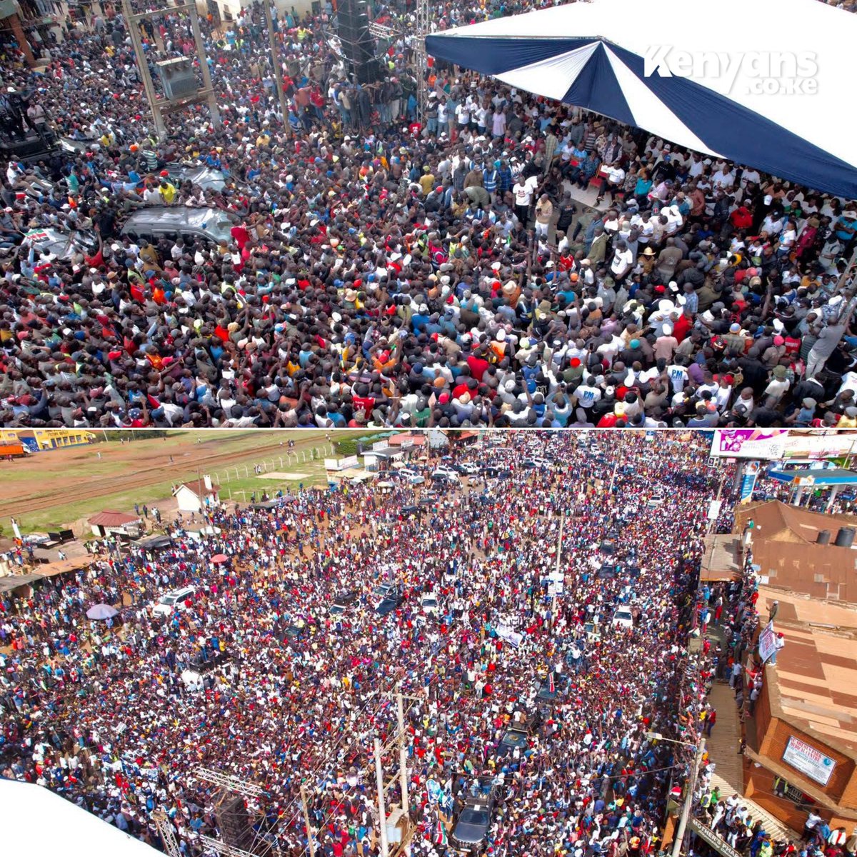 Kenyans's tweet photo. Aerial view of the Linda Mwananchi rally in Kitale town https://t.co/V5JcYrmCyW