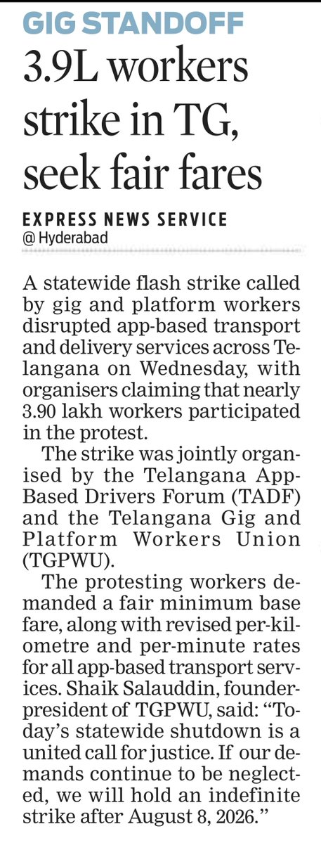 TGPWU's tweet photo. 3.9 lakh workers strike in Telangana, seek fair fares
 https://t.co/68ljnvvTbo https://t.co/nfJAGea9Za