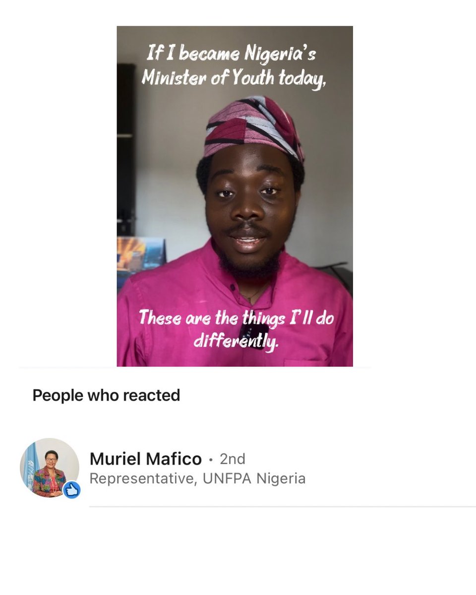 VictorWilliamsX's tweet photo. A week ago, I shared a video on Linkedin about what I would do if I were Nigeria's Minister of Youth.
To my surprise, the @UNFPANigeria Representative, @muriel_mafico, liked the post.

Yesterday, I had the opportunity to meet her in person at the #ASIS summit. https://t.co/Glby8WxOtW