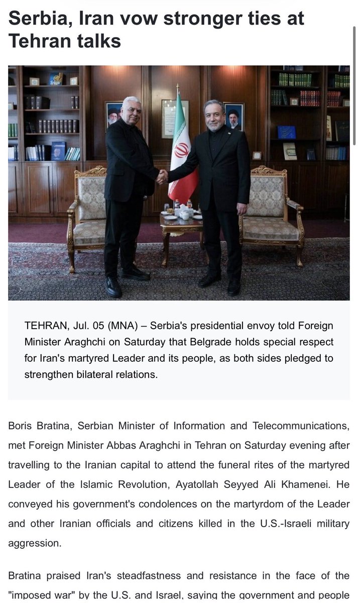 RepJoeWilson's tweet photo. Why is Serbia praising the Iranian regime’s murderous agenda against the U.S. and condemning the killing of terrorist Supreme Leader Khamenei?

The OSCE-PA should be held in America, not in a country openly boasting about its closeness to Tehran. https://t.co/eLR8D96eZd