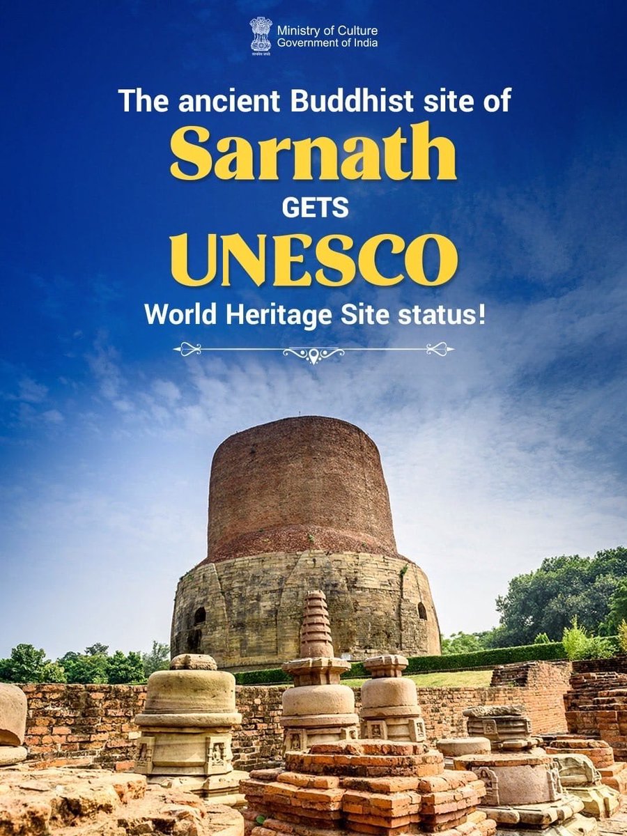 UPSCPCS360's tweet photo. Sarnath Becomes India's 45th UNESCO World Heritage Site https://t.co/psFYGjb5ZM