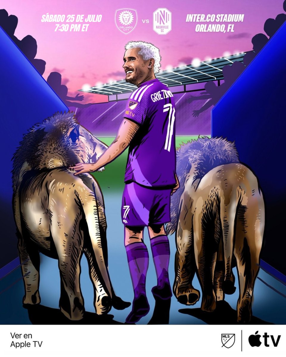 MLSes's tweet photo. El show llega a su nueva casa. 🇫🇷🤙

Esta noche @AntoGriezmann debutará como local con la camiseta de @OrlandoCitySC.

Míralo por Apple TV (7:30pm ET): https://t.co/De8ypQ7kWX https://t.co/UBo6XVf8vL