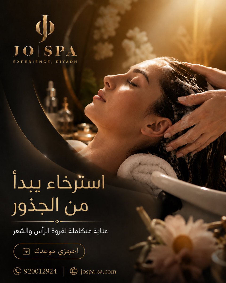 Jospa_sa's tweet photo. في جو سبا، تبدأ العناية من الجذور. نقدم جلسات متخصصة لفروة الرأس والشعر تساعد على تغذية الشعر، وتعزيز صحته، ومنحه القوة واللمعان الطبيعي.

احجزي موعدك، وامنحي شعرك العناية التي يستحقها.

⸻

At JO SPA, healthy hair starts at the roots. Our professional scalp and hair treatments are designed to nourish, strengthen, and restore your hair for a healthier, more radiant look

Book your appointment and give your hair the care it deserves

⸻

Contact Us

920012924
https://t.co/07NaMGOM1v