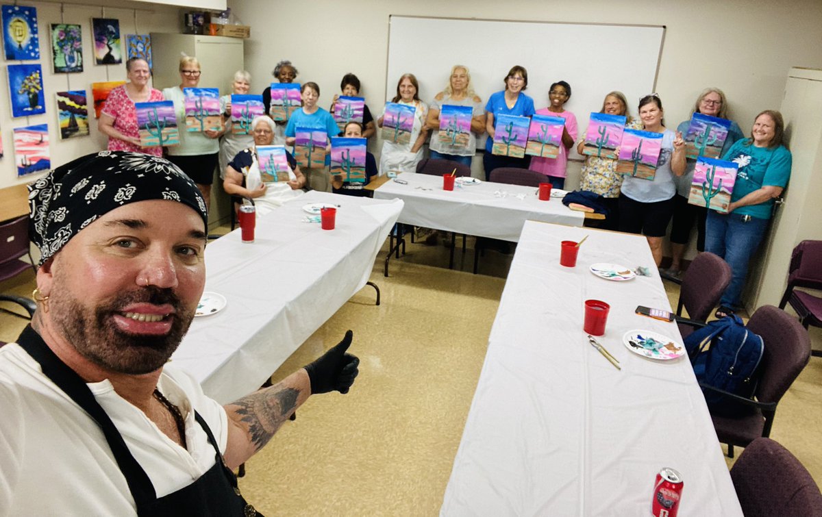 _scottclarke's tweet photo. Celebrating art and laughter at Pasadena Sexy Senior Center! Check out these hilarious chicks and their cactus paintings. For grins and giggles we got explosive! #scottclarke #teachingartist #explosivediarrhea #paintparty #sexyseniorcitizens https://t.co/Yy5IpoGGvQ
