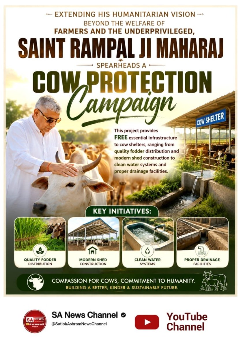 DubyePari's tweet photo. #गौ_सुरक्षा_अभियान
Sant Rampal Ji Maharaj has not only worked for the welfare of the poor, the needy, and farmers, but has also launched a dedicated Cow Protection Campaign to safeguard  
 Sant Rampal Ji Maharaj https://t.co/1gkFSsdmu7