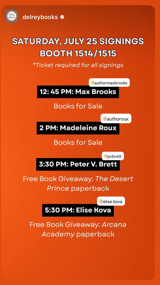PVBrett's tweet photo. Penguin Random House San Diego @Comic_Con signing schedule today! https://t.co/KIB92EsppV
