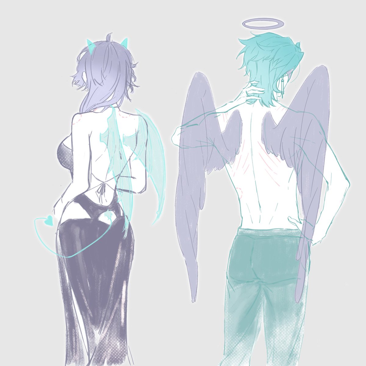 eitherway_you's tweet photo. 【博潘】魅魔潘和堕天使博/Succubus and Fallen Angel
#dottolone #博潘 #dottore #Pantalone https://t.co/cLqxF6Ccmc