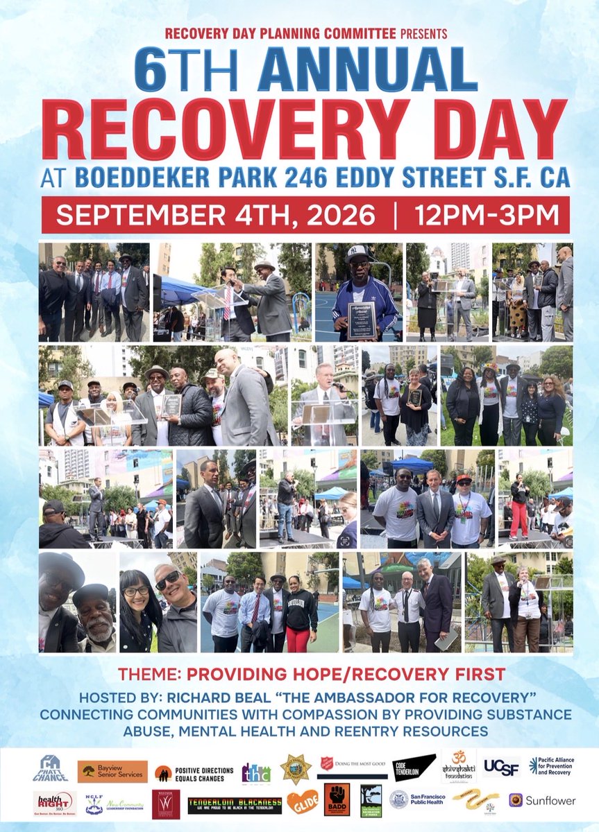 Ambassador4Rec's tweet photo. Recovery changes lives. ❤️ Help us make the 6th Annual Recovery Day at Boeddeker Park a day of hope, healing, and connection for our community.

Every donation makes a difference.

Donate today:
https://t.co/WTYvHAKtu5

#RecoveryDay #RecoveryWorks #EndOverdose #RecoveryFirst #SanFrancisco