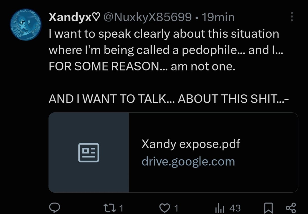 TheUnfought's tweet photo. Now that Xandy has responded to our document, we'd like to clarify a few things about her tweets.

1.  In the document, we don't explicitly call you a pedophile since pedophilia is a paraphilia, and clearly, you don't have it. We call you a groomer, which is a person who- https://t.co/ob8FKB0Q7B