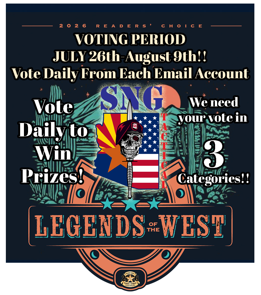 SnGTactical's tweet photo. Tucson, We need your help!  We are nominated in 3 categories!
Best Gun Shop
Best Locally Owned Business
Best Customer Service
1) Follow the voting link below.  You can go to each category on your own once you are on the voting site.
https://t.co/FRnyZ4ePpu...
2) You may be required to verify your information if you are not yet signed up or if you are logged out.  If you are already signed in you can simply click on SnG Tactical to vote.
3) Screen shot your vote for SnG Tactical and send it to sngtactical@gmail.com to enter into our loyalty drawings. You’ll get an entry for each daily vote, each category & each email account. YOU MUST SEND US YOUR VOTES EVERY DAY TO QUALIFY FOR THE BIG PRIZES!!
4) Repeat these steps for each category and for each email account.
While every vote will get you entered into our drawing for AT LEAST 10 AWESOME PRIZES (we are still adding to the prize list),  only the loyal customers that make the effort to vote everyday in all 3 categories will be entered into the Top Prize drawing for the AK 12ga!!  Also, EVERY customer that votes daily in all 3 categories will earn VIP customer pricing for 12 months!  This means that you will receive the absolute lowest pricing throughout the store*!!!  Its our way of saying thanks for your time, effort and loyalty.