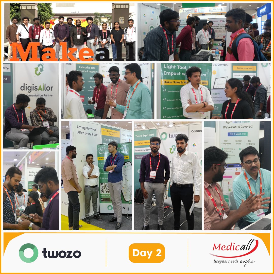 TwozoCRM's tweet photo. Day 2 at #Medicall2026 ☀️🌦️

The Deep Dive 💡 Day 2 at #Medicall2026!
Overwhelmed by healthcare data &amp; sales pipelines? Twozo CRM automates your workflows so you can focus on growth.

Come get a live demo at Stall 1D5 today! 📈
  
#TwozoCRM #MedicallChennai #Digisailor #SANeForce https://t.co/R7RZfvE6iR