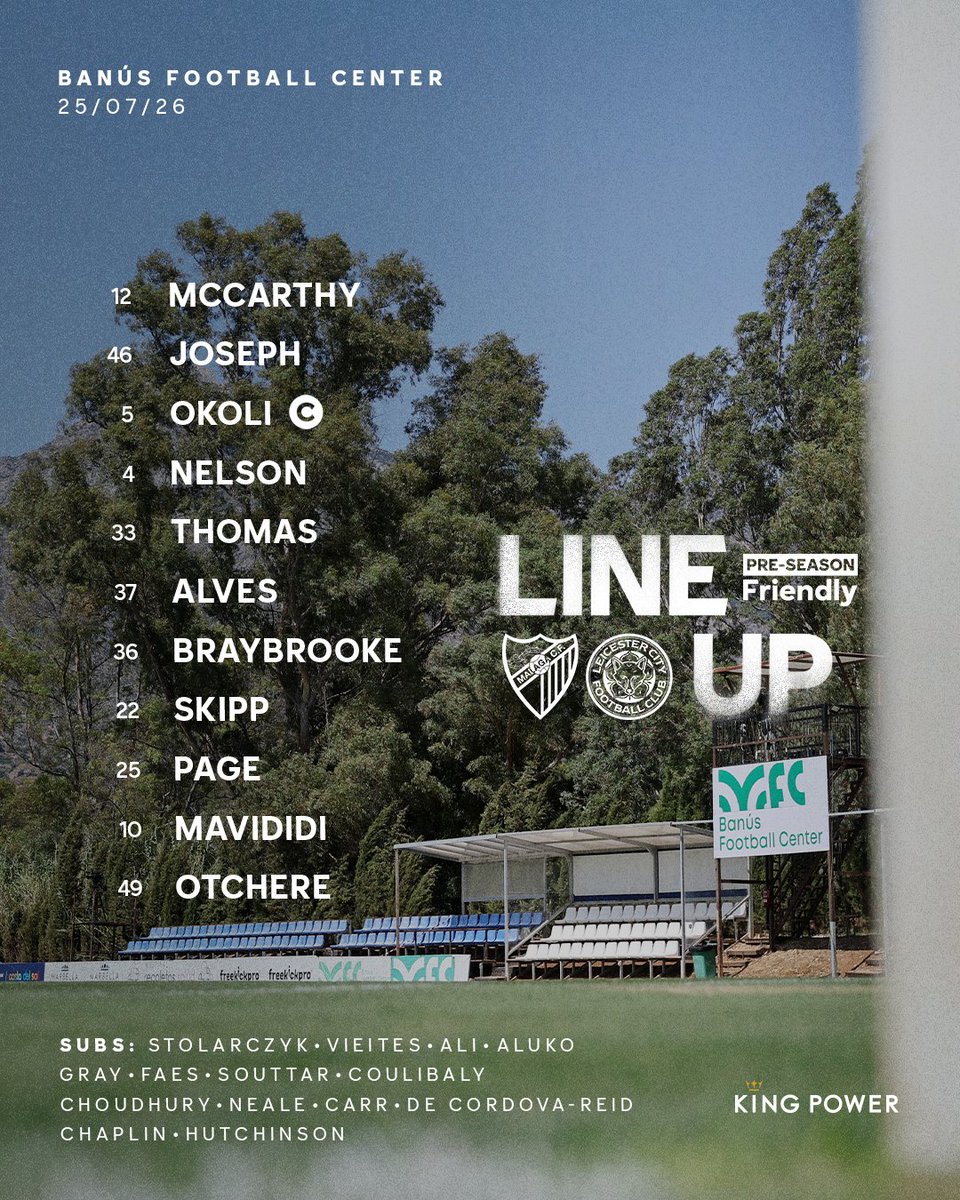 LCFC's tweet photo. Our XI and subs this evening 🔷

#MALLEI https://t.co/b9SeZf7QEe