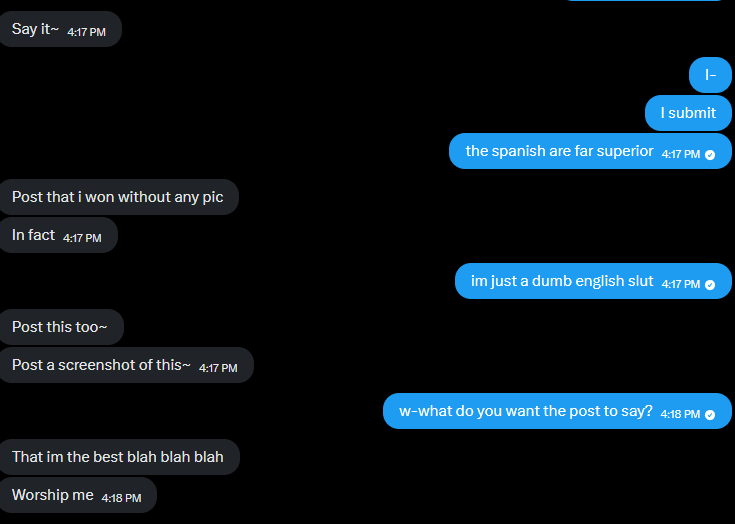 Hungry_Landmine's tweet photo. @Lexi_ass2 destroyed me in a #wankbattle / #nationbattle and showed this english slut her place beneath her betters, they made me melt without a single pic, they are the best, I cannot compare, if you think about trying to beat them, use me to warm up, it wont be enough #wankchat https://t.co/KjswEevwNM