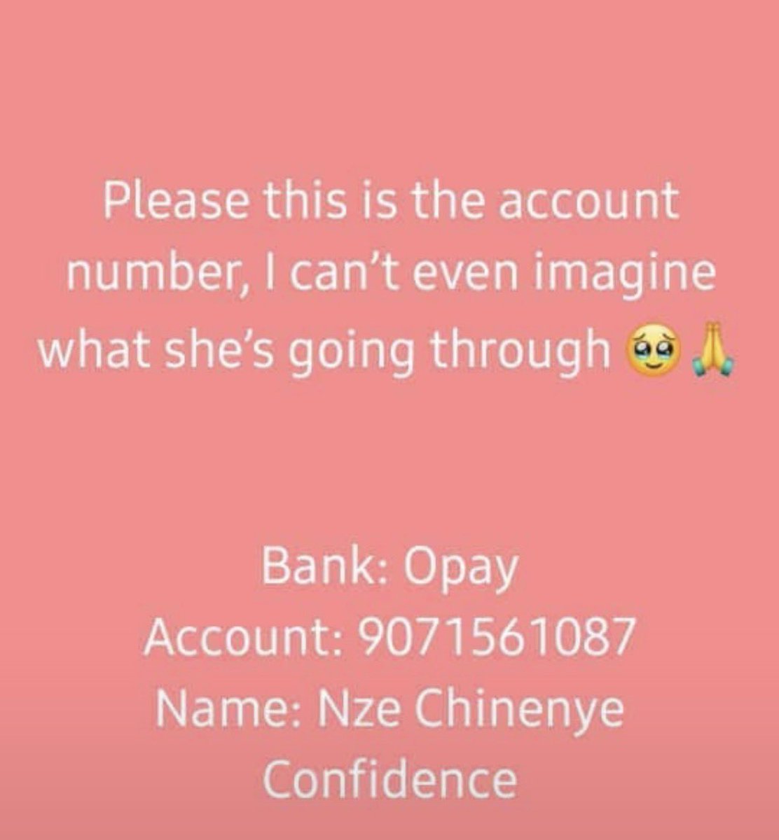 _fefas's tweet photo. It’s truly heartbreaking to see stories like this.

Confidence is currently enrolled at the Nigerian Law School and is grieving the devastating loss of both her parents. This is an incredibly difficult time for her and her family, and they now face serious financial challenges as well.

If you’re able to support her, no amount is too small. If you can’t donate, please retweet so this reaches someone who can.

Bank: Opay
Account Number: 9071561087
Account Name: Nze Chinenye Confidence

May God comfort her and grant her the strength to keep going. 💔🙏🏾