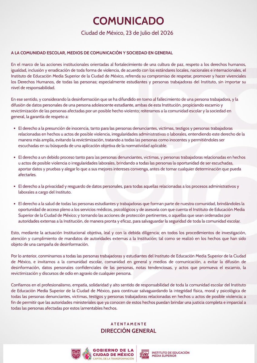 mequieromat4r's tweet photo. @ellamalita Ay ora, la escuela sí existe y hasta sacó su comunicado https://t.co/2MsvrVqKl1
