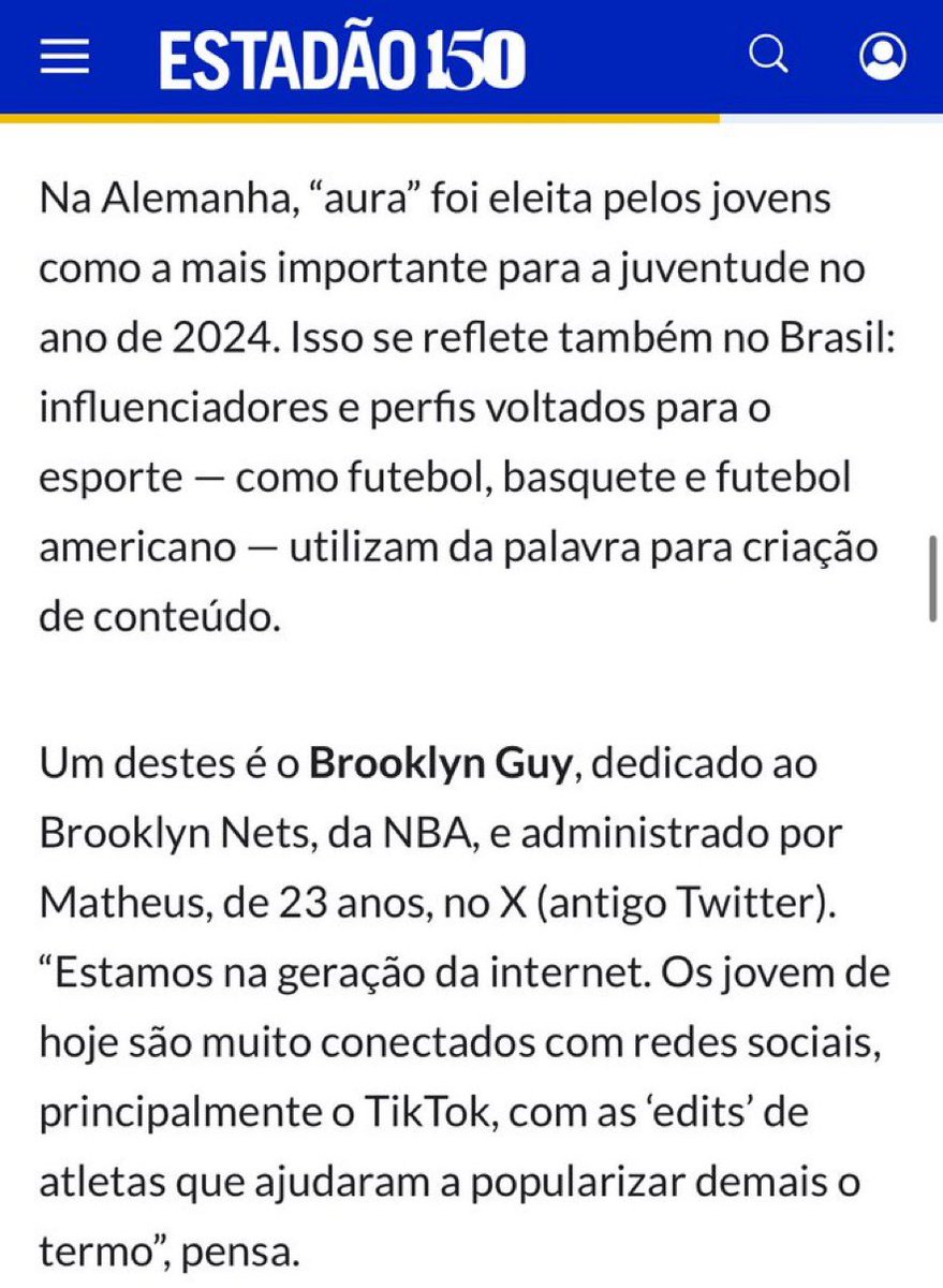 BrooklynGuyNBA's tweet photo. Muitos não sabem mas eu já participei de uma matéria do Estadão sobre o assunto aura 😭😭😭😭😭😭 https://t.co/V34Z8d7bU6