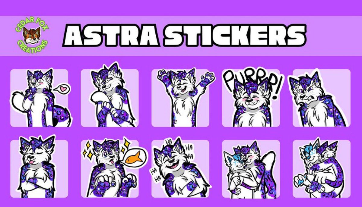 SolarHuskyy's tweet photo. Two finished sticker packs for Astra and Kyro! https://t.co/0PRlLqT6C8