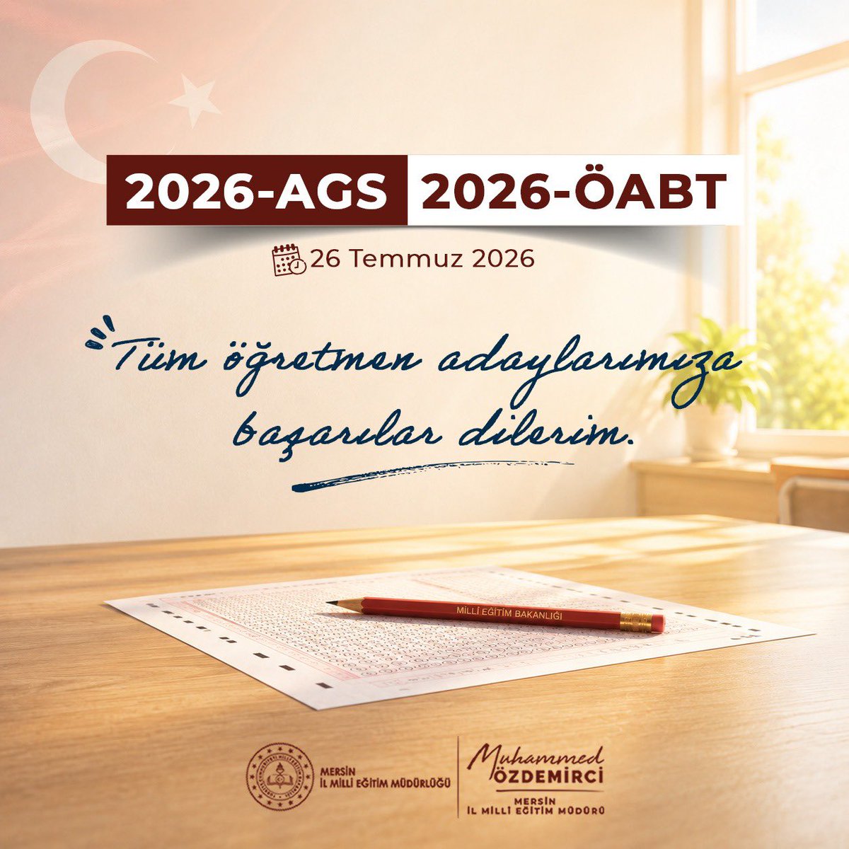 Muhammed0744's tweet photo. Geleceğimizin mimarı, yarınlarımızın teminatı kıymetli öğretmen adaylarımız;
26 Temmuz Pazar günü gerçekleştirilecek olan Millî Eğitim Bakanlığı Akademi Giriş Sınavı(MEB- AGS) ve Öğretmenlik Alan Bilgisi Testi’ne (ÖABT) girecek tüm meslektaşlarımıza başarılar diliyorum.
Büyük bir azim, fedakârlık ve gayretle hazırlandığınız bu süreçte; alan bilginizi ve birikiminizi en güzel şekilde sınava yansıtarak emeklerinizin karşılığını almanızı temenni ediyorum. Yolunuz açık, başarınız daim olsun.