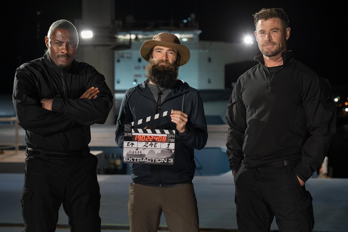 NetflixSA's tweet photo. Chris Hemsworth. Idris Elba. Sam Hargrave.

EXTRACTION 3 is now in production 💥 https://t.co/TVHwR8U6dW
