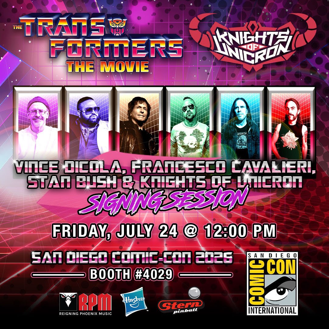 COLLECTOTRON3K's tweet photo. The RPM booth had Haake &amp; Hagstrom of Meshuggah signing! And on top of that, 8 musicians from the Transformers the movie reformatted soundtrack! https://t.co/C9DF9PPVwo