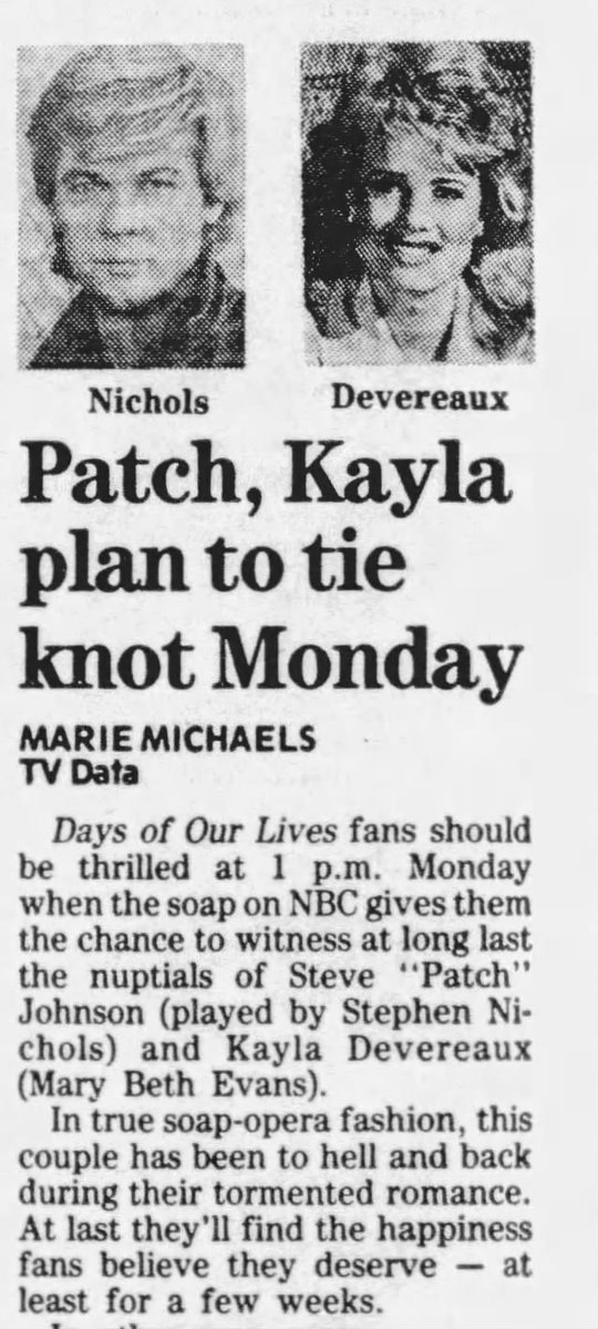 Daysofour_Lives's tweet photo. Some news clippings about the big day #Stayla #ClassicDays #Days #DaysofourLives https://t.co/XklMxOtTx0