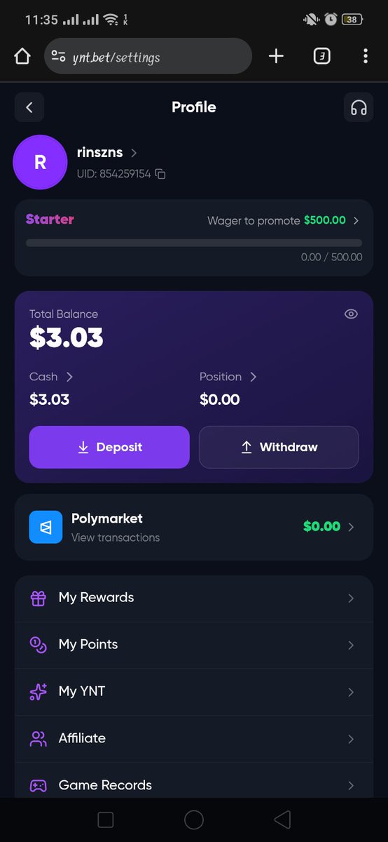 pepperoboe's tweet photo. @AFCryptoX @Yntbet registered and deposit $3 

AFCrypto x yntbet https://t.co/woSk3j5Qwm