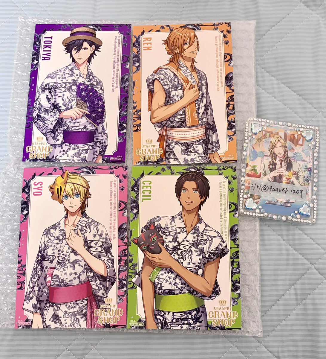 quaver1209's tweet photo. 【交換】うたプリ グラショ 大阪　特典

譲→トキヤ、レン、翔、セシル

求→真斗、蘭丸、カミュ

郵送交換or大阪手渡し交換にて。

検索からもお気軽にお声掛けください。
よろしくお願いいたします。 https://t.co/Oi4G2YyFQ0