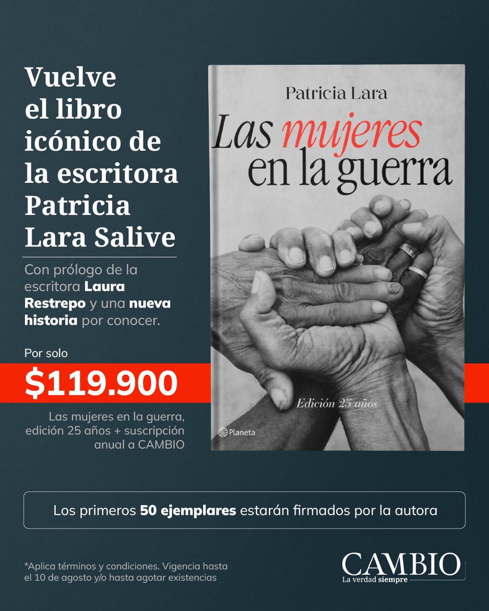 estoescambio's tweet photo. Vuelve el libro icónico de la escritora Patricia Lara Salive en su edición 25 años + suscripción anual a CAMBIO. No se lo pierda: