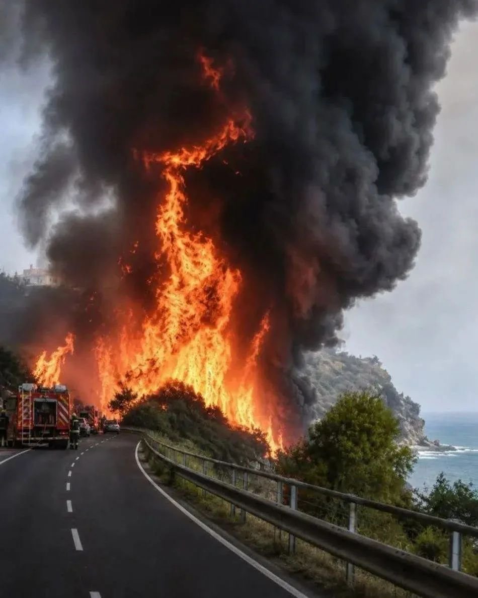 persfone42011's tweet photo. El fuego arrasa no sólo la vecina Francia, también, en la foto,  Italia. https://t.co/rUnAJGwoZw