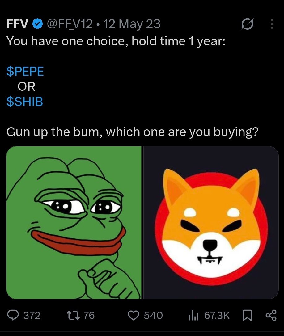 MoStory8's tweet photo. What's happening with $fefer right now reminded me of $SHIB back then in 2021 and $pepe in 2023

These memes were supported & made by CT community then got the support from big names & projects

same scenario is happening now starting to see what's called $fefer army

I see no middle ground here $fefer is either going big like these memes or going to zero